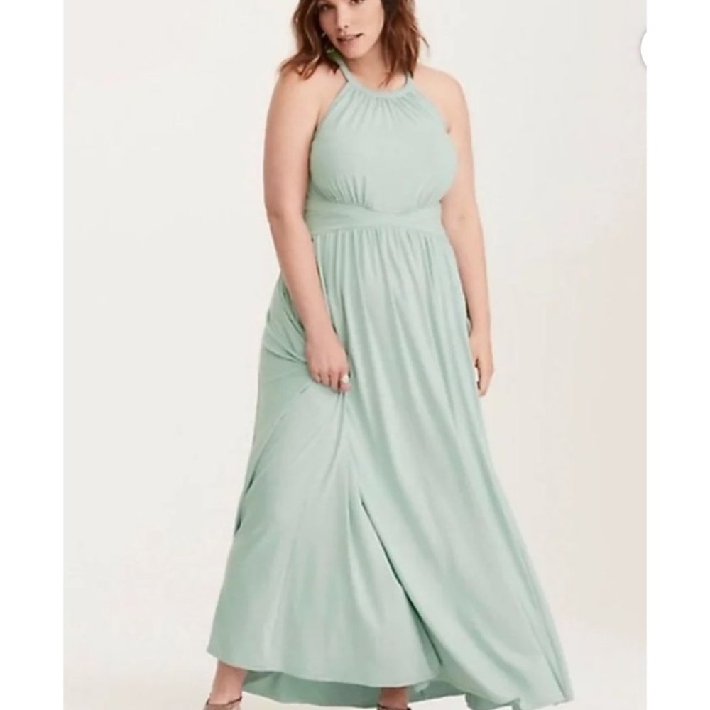 Torrid High Neck Jersey Maxi Dress Mint Green 3X